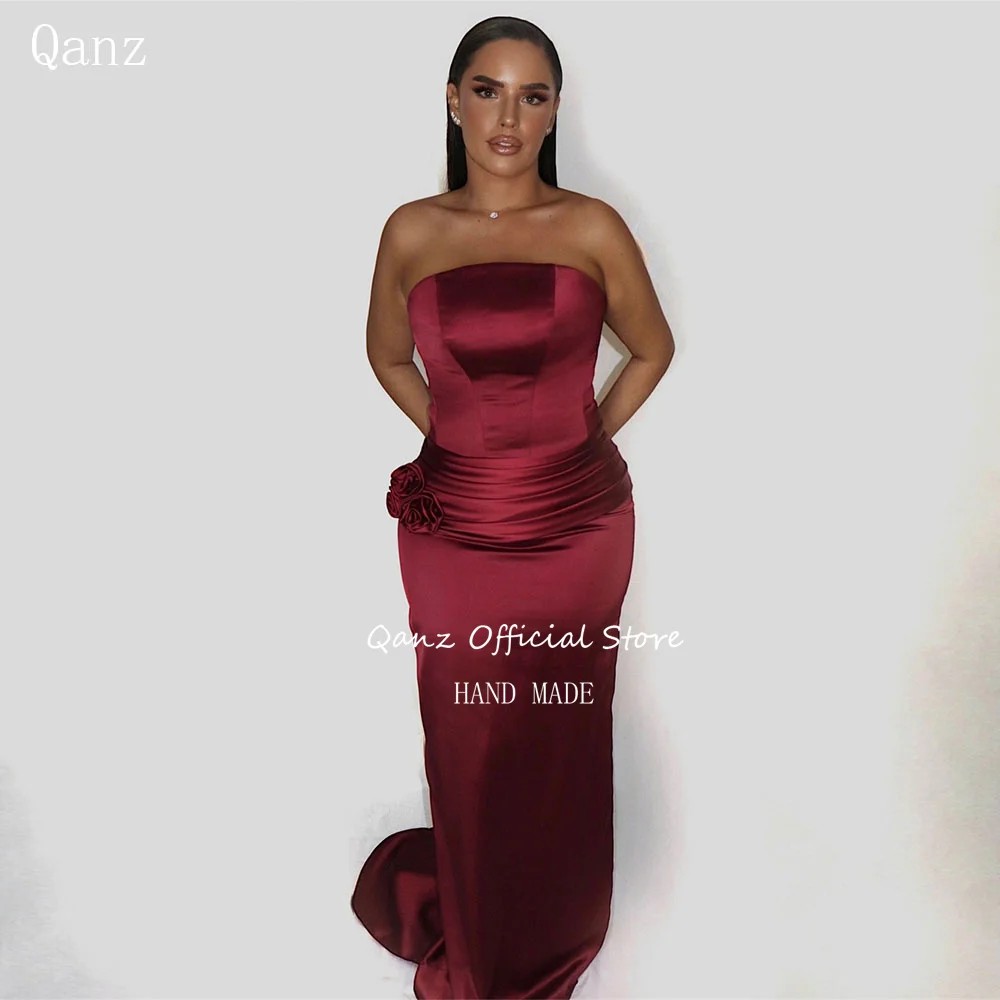 Qanz θ Strapless  Ƽ 巹 ξ ƾ Pleat Robe Soiree Femme    巹  